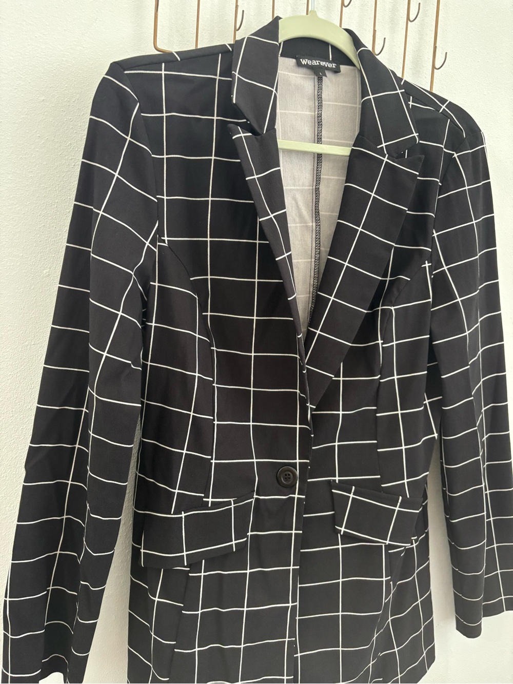 Weaver Black Windowpane Blazer - White Grid